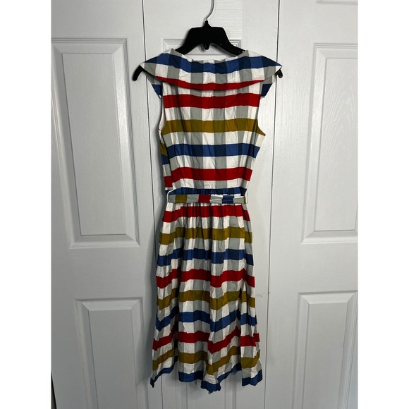 Maeve by Anthropologie Cricket Club Cotton Sleeveless Tie Belt Striped Size 2 - Picture 3 of 5